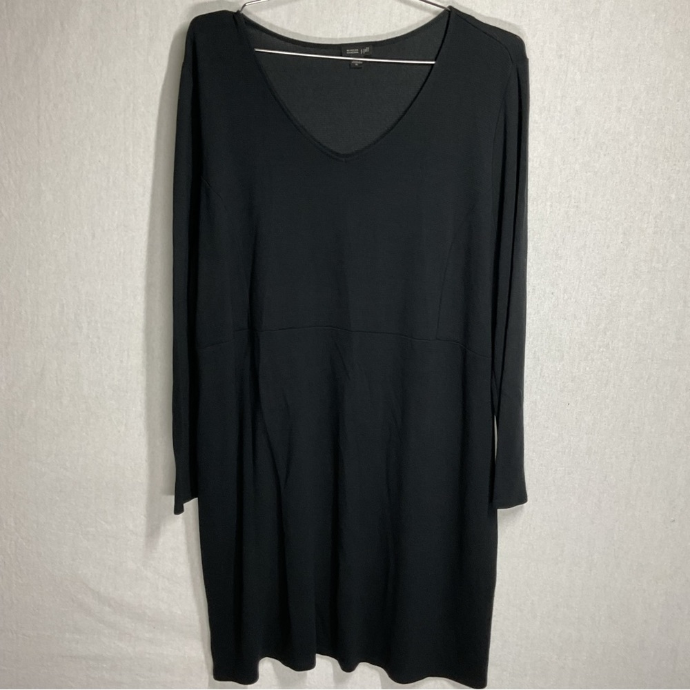 J. Jill Black Long Sleeve V-Neck Midi Dress